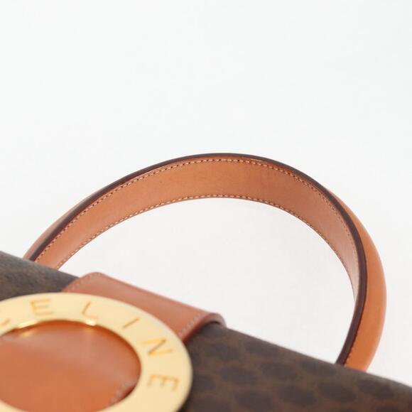 CELINE Circle Macadam Canvas Hand Bag Pvc Leather Brown Gold - Picture 8 of 13